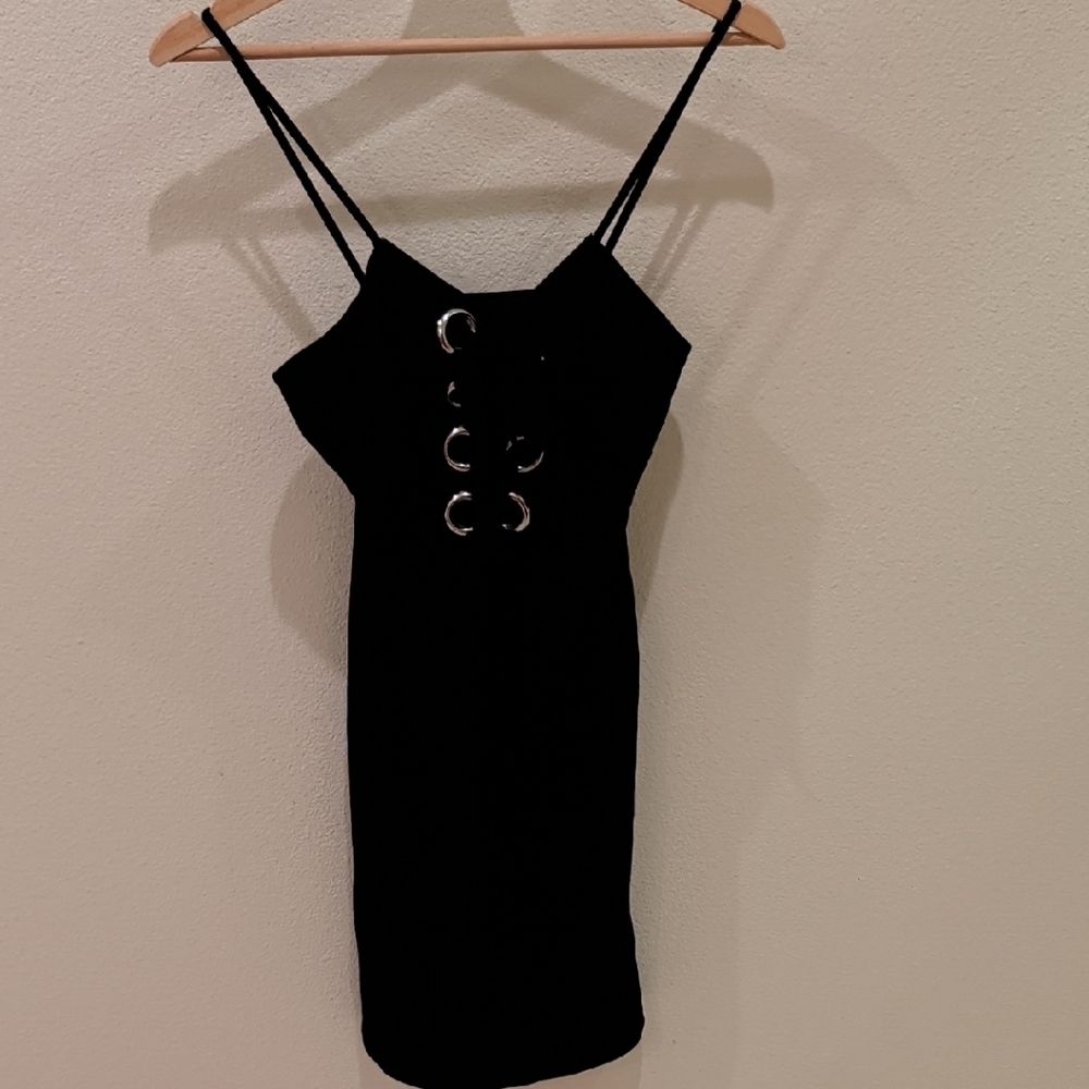 Elegant Black Dress with Eyelet Detail